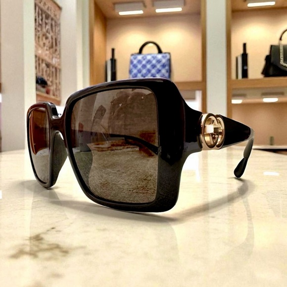 Gucci Black and Gold Sunglasses Luxury Eyewear #5. - Picture 1 of 14